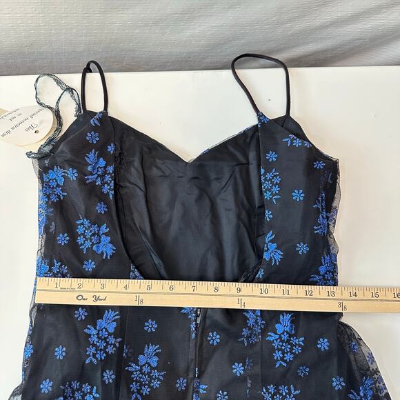 Vintage 90s Y2K Prom Fairy Goth Dress S Black Purple Glitter Floral Mesh Gown - Picture 12 of 13